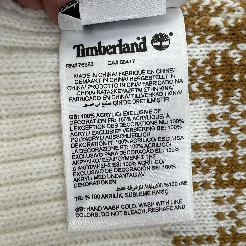 Timberland Scarf Wheat Buffalo Plaid Knit One Size 64 In X 10 In‎ Ribbed Trim